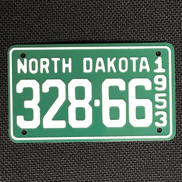 Vintage 1953 License Plate North Dakota State Bicycle Mini Metal - Picture 1 of 10